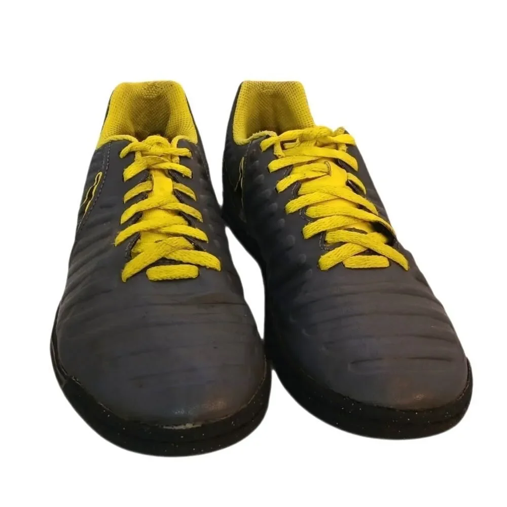 NIKE TIEMPO LEGENDS 7 Girls Gray & Yellow Indoor Soccer Sneakers - Size: 4 1/2Y